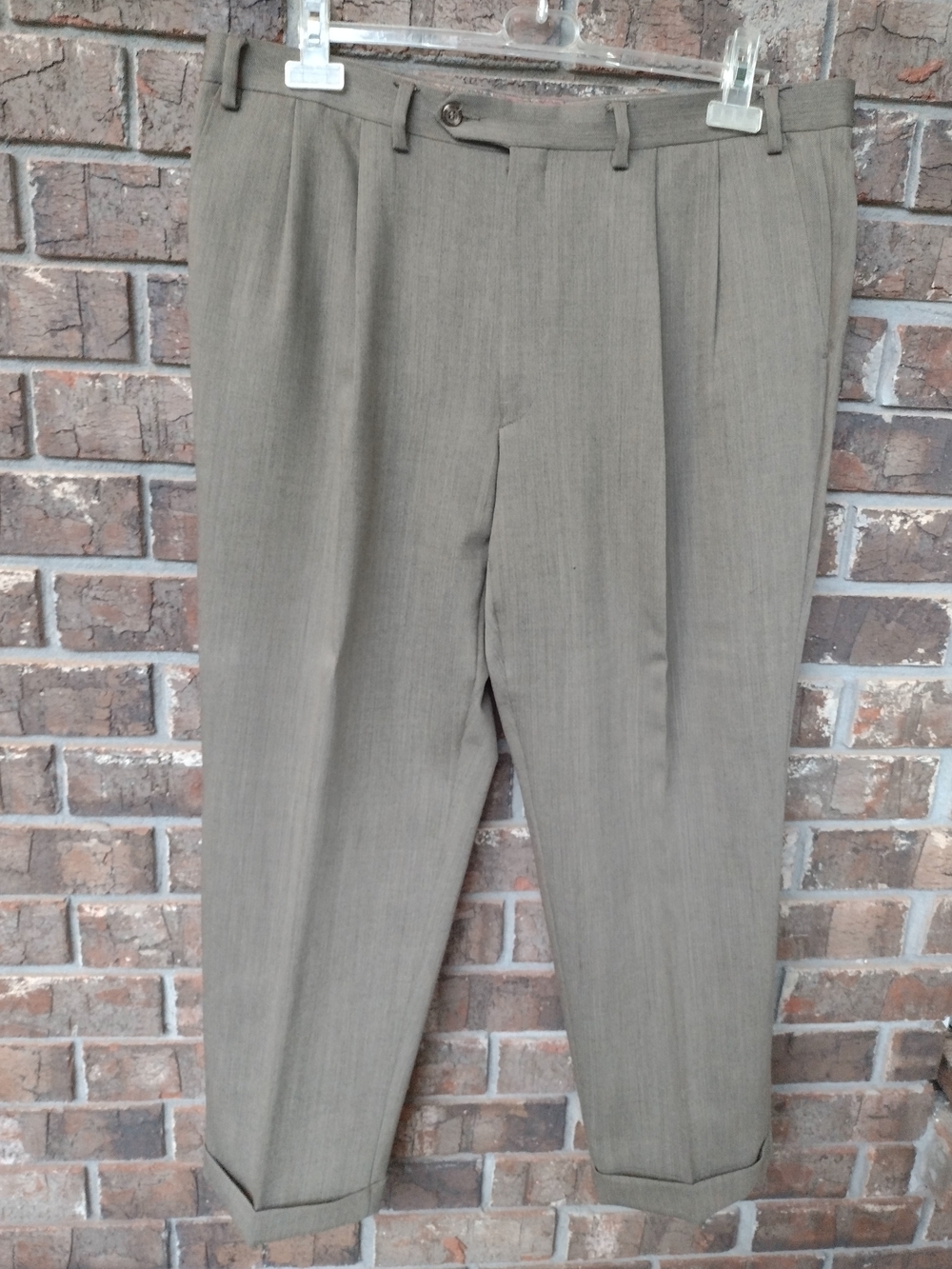 Lauren Ralph Lauren Cuffed Pant Mens 38x28 Brown 100% Wool Double Pleated FLAW